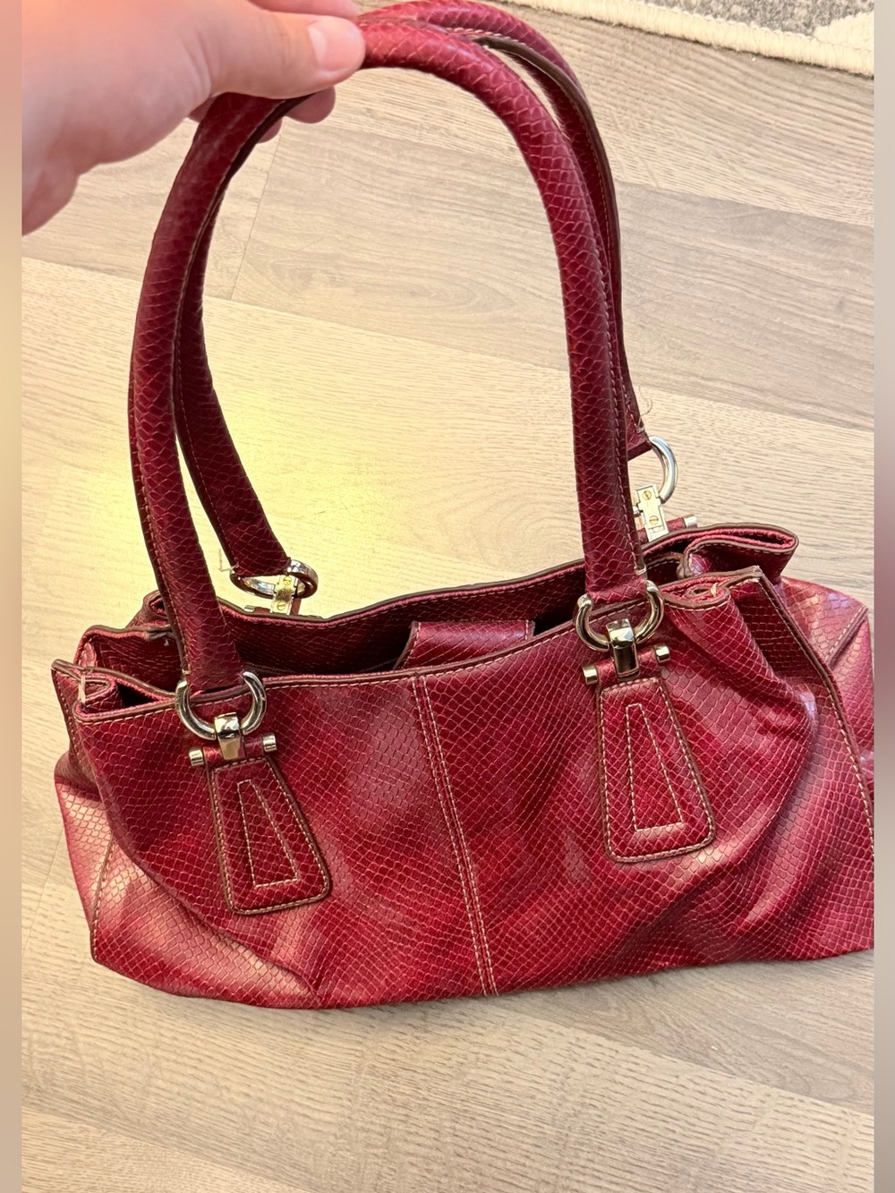 Liz Claiborne Deep Red Textured Shoulder Bag